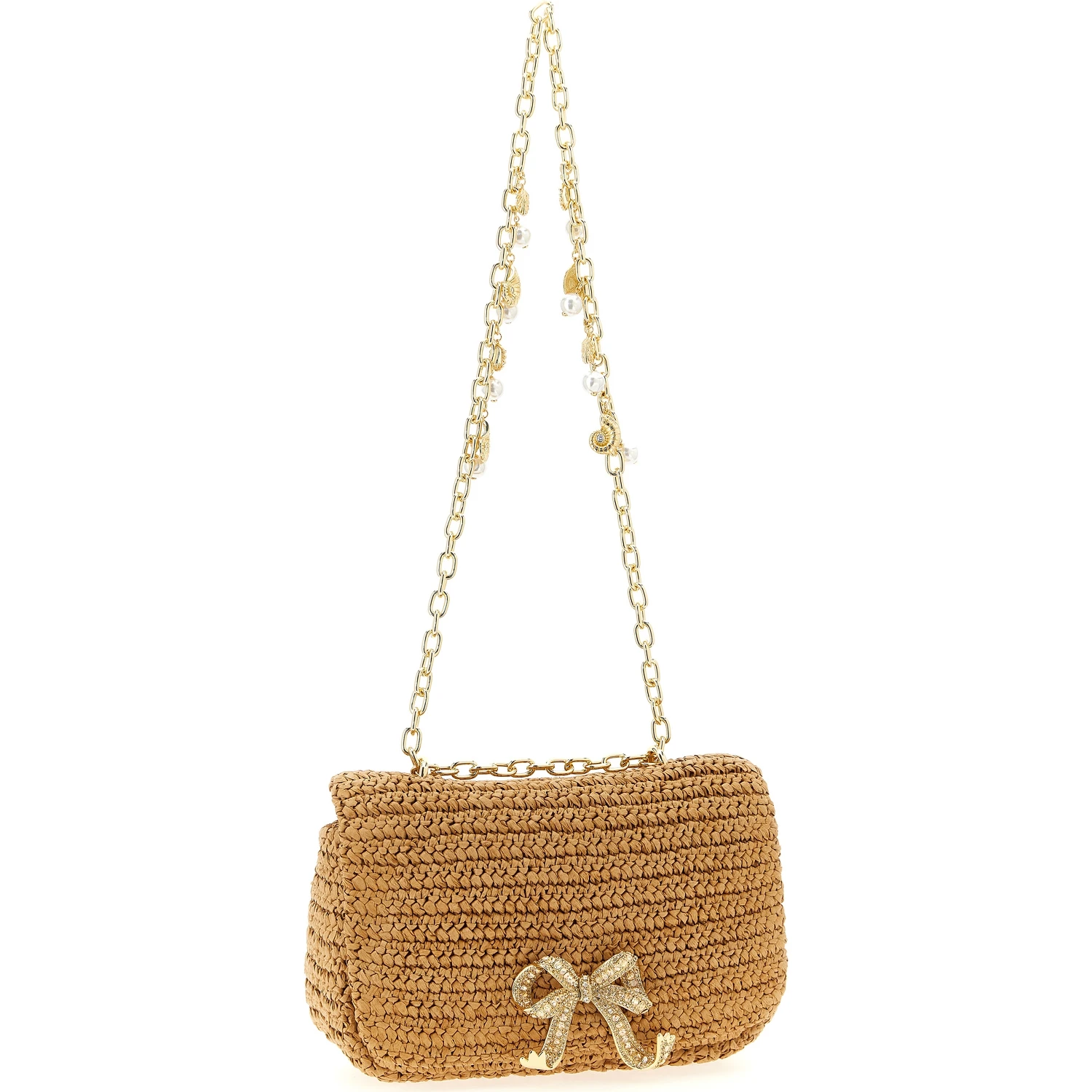 Beige Raffia Shoulder Bag