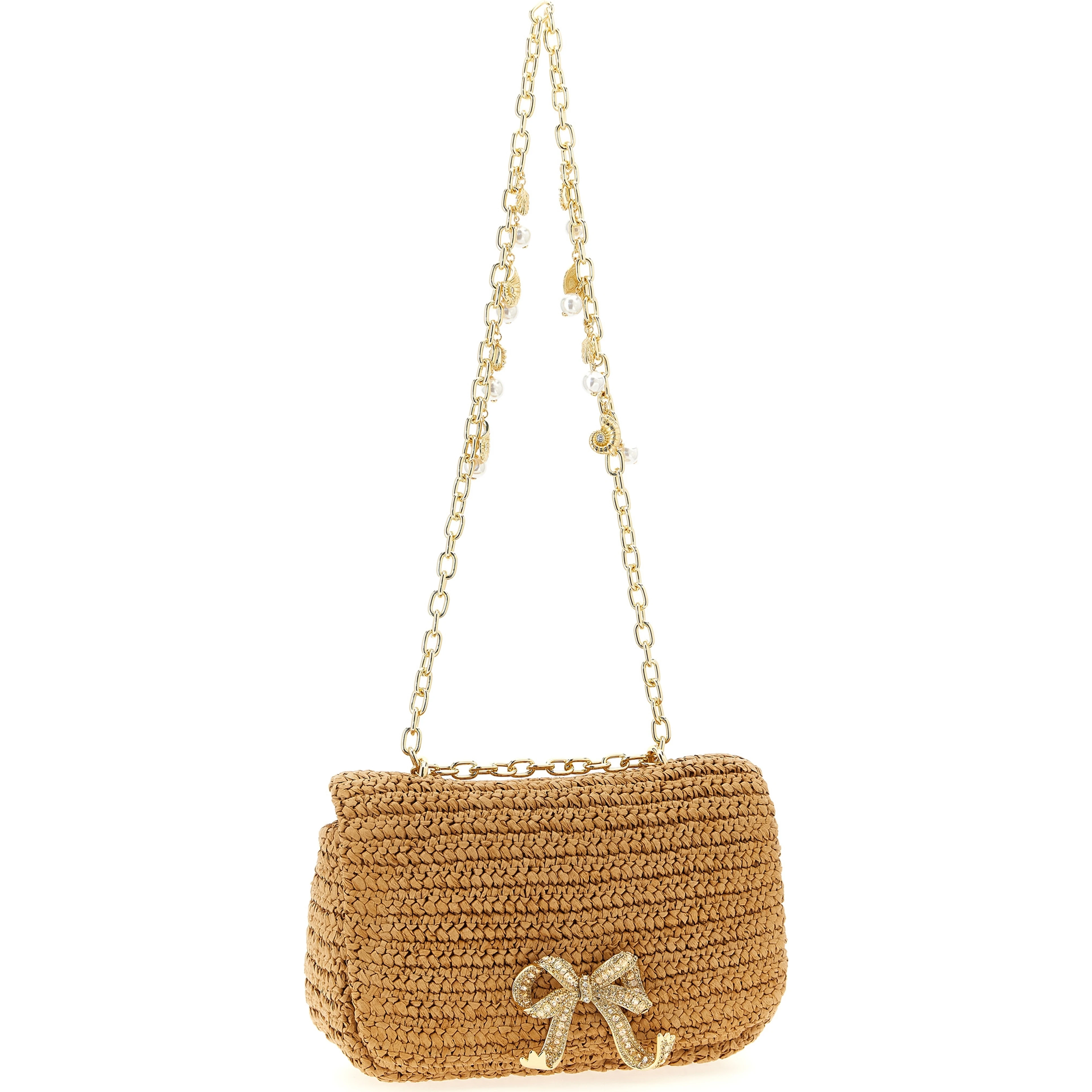 Beige Raffia Shoulder Bag