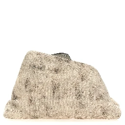 Gray Leather Clutch Bag