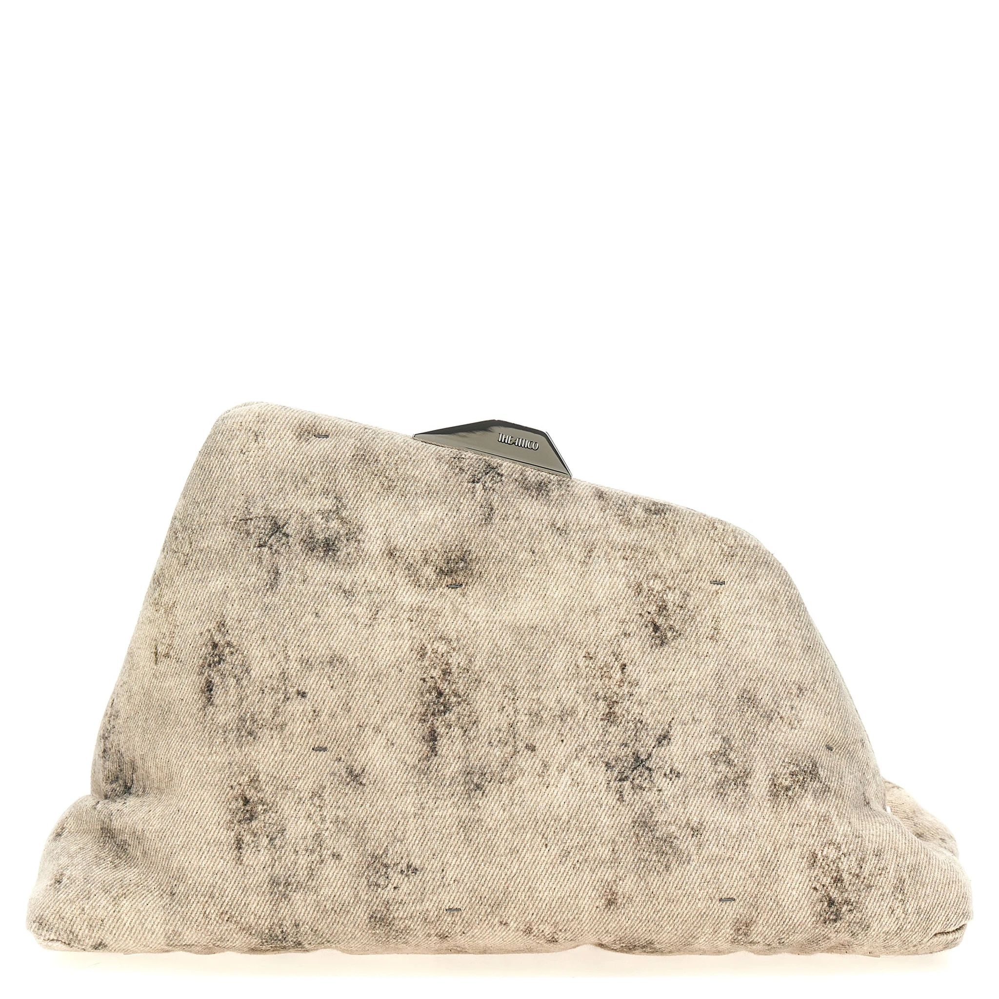 Gray Leather Clutch Bag