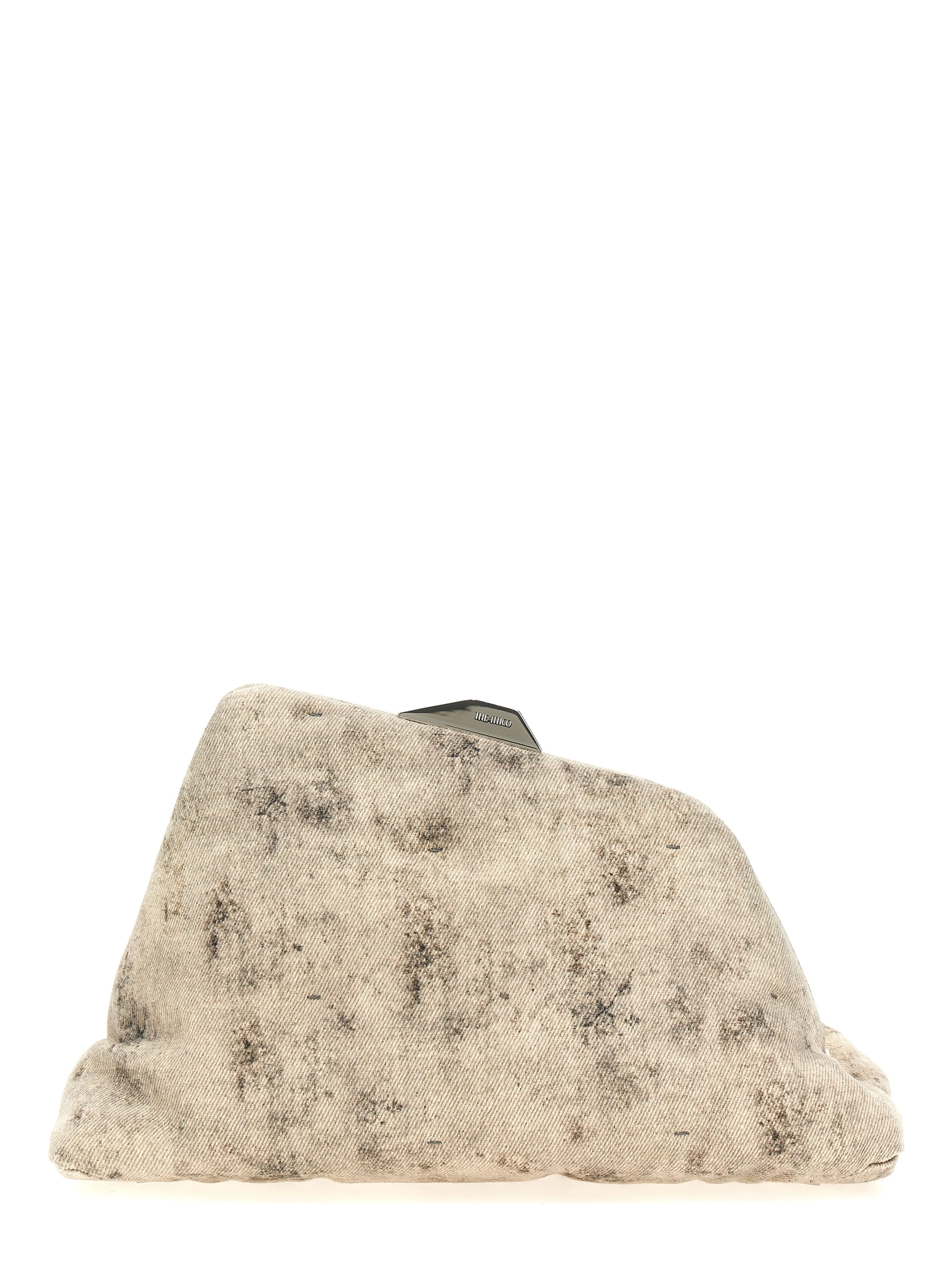 Gray Leather Clutch Bag