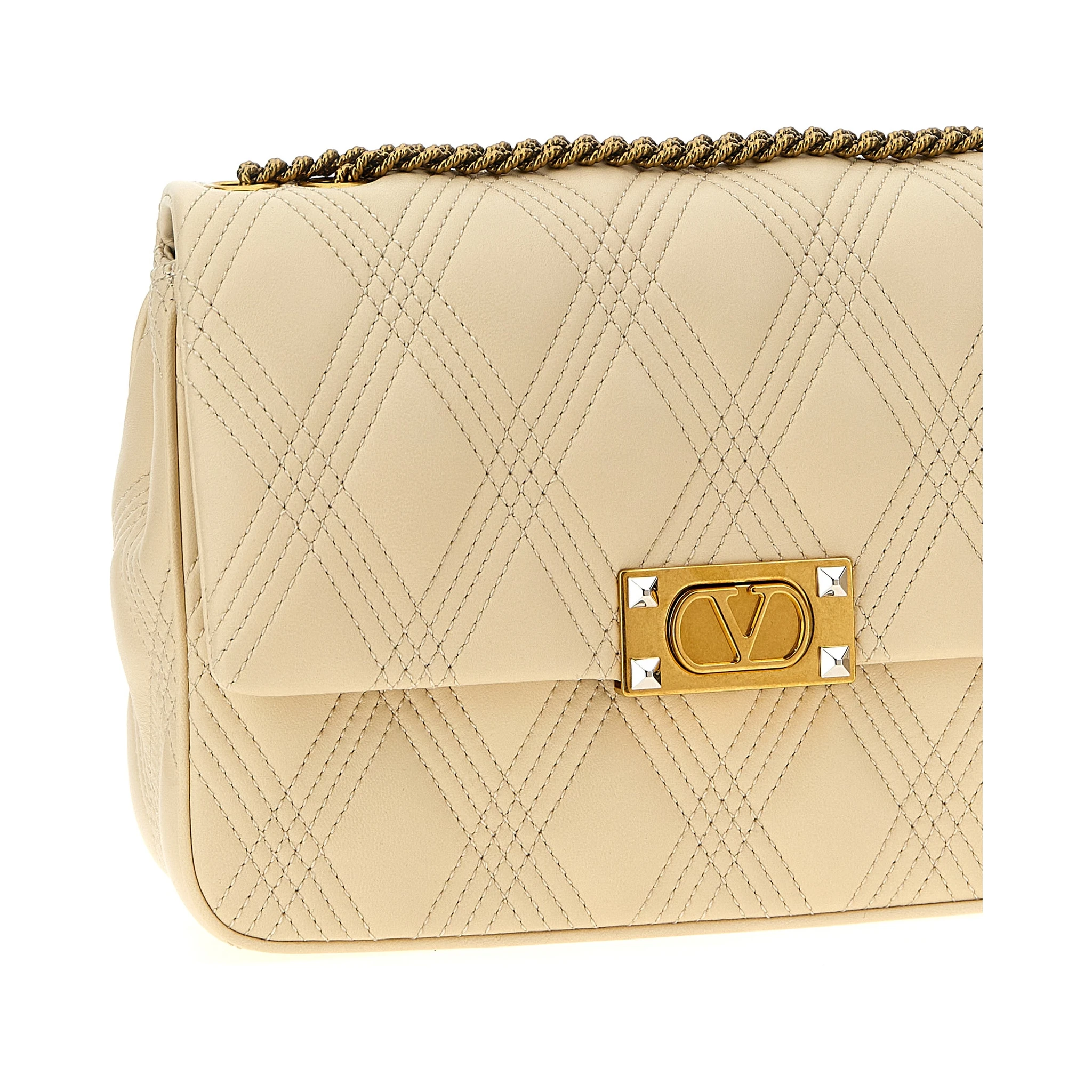 White Lamb Leather Shoulder Bag