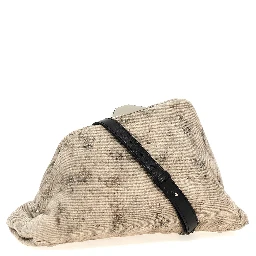 Gray Leather Clutch Bag