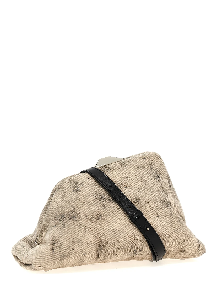 Gray Leather Clutch Bag