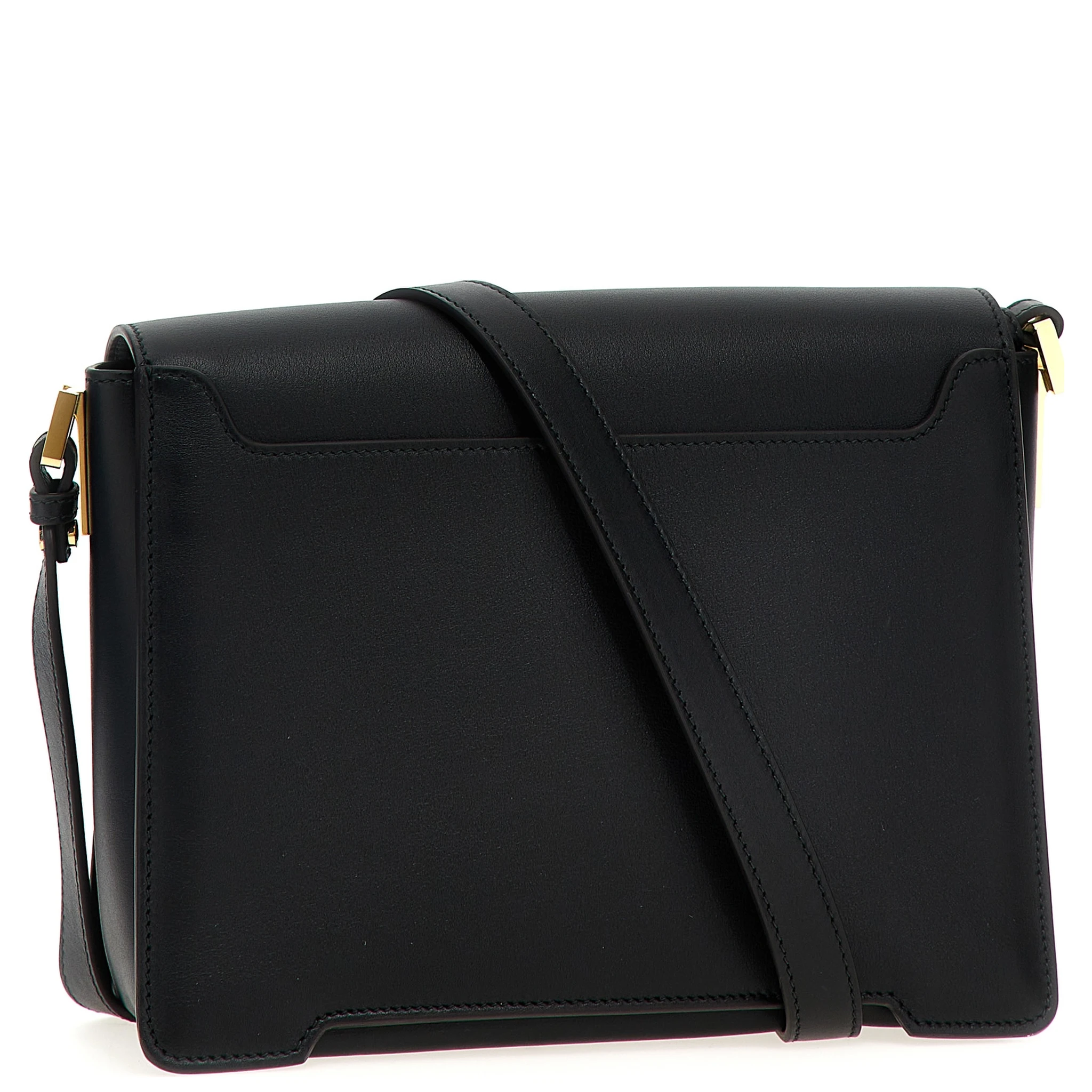 Black Calfskin Shoulder Bag