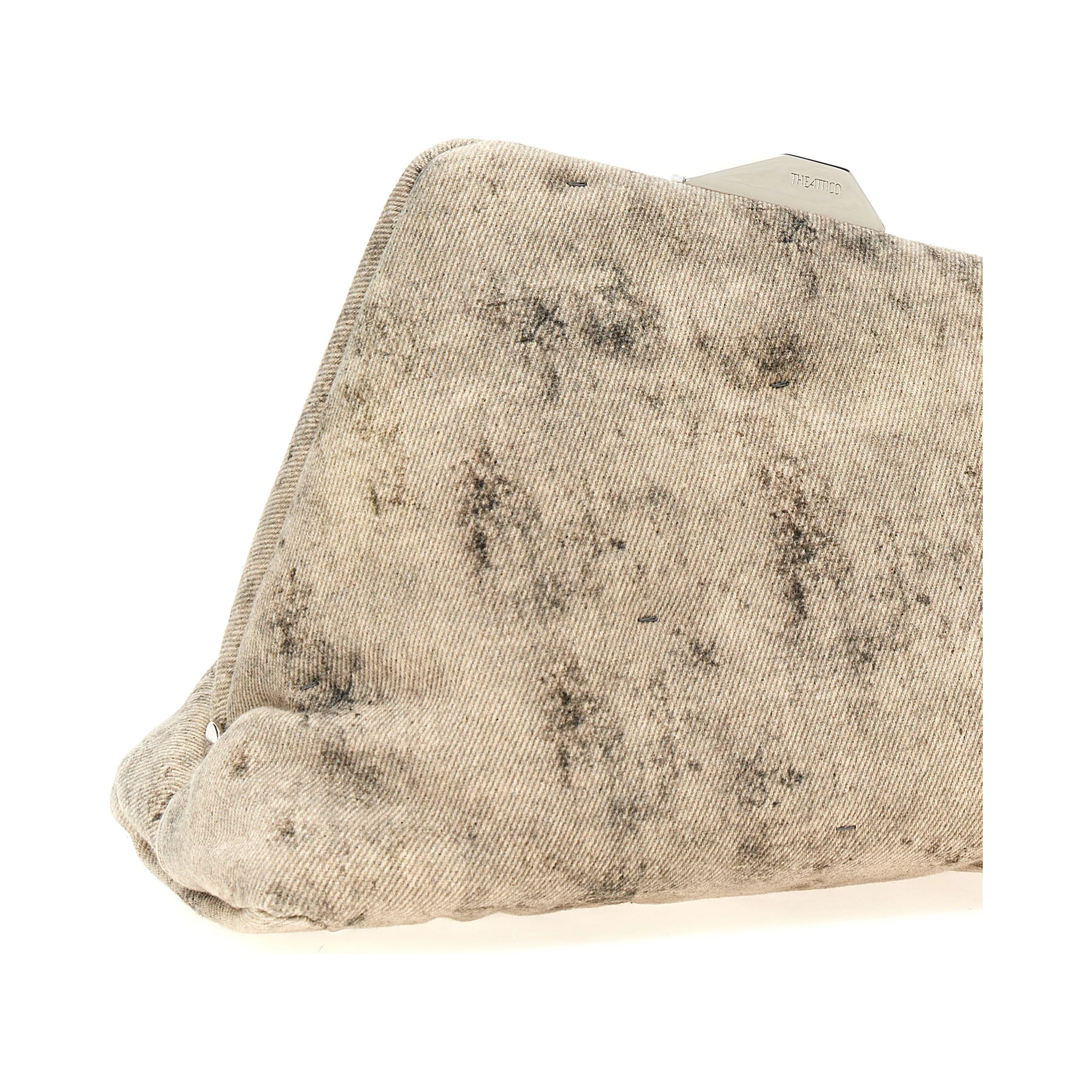 Gray Leather Clutch Bag