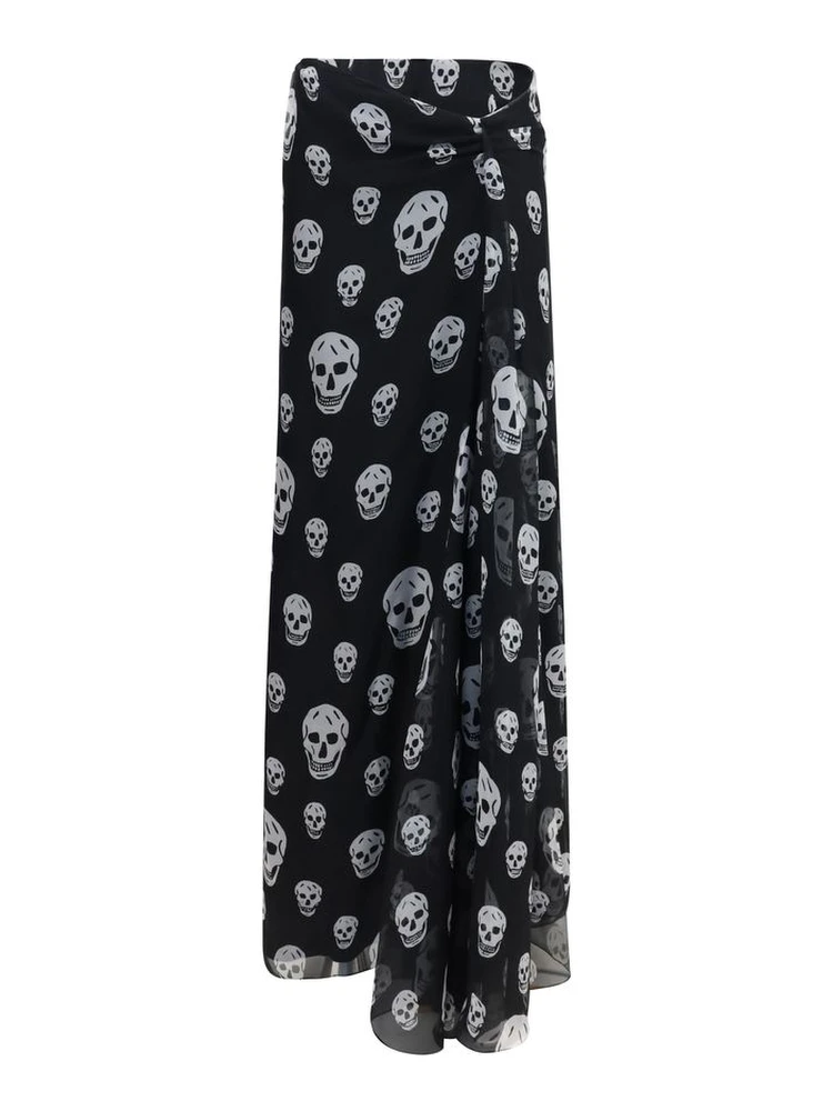 Black Silk Long Skirt