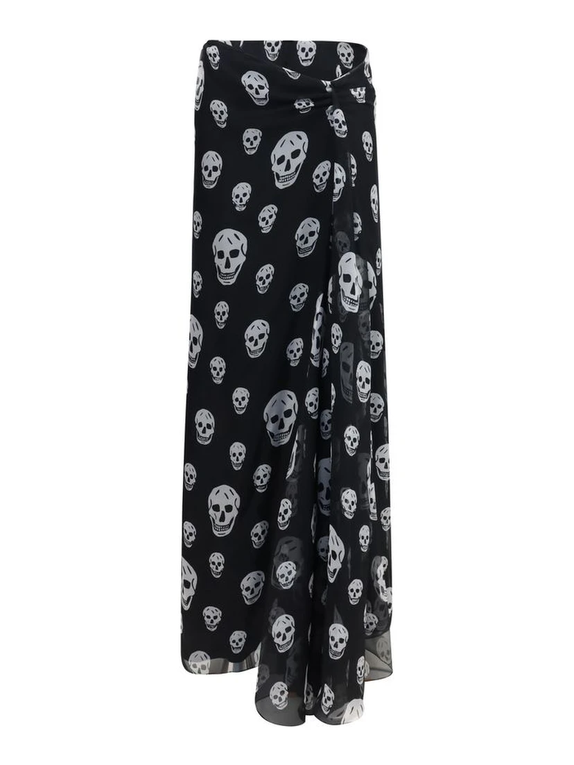 Black Silk Long Skirt