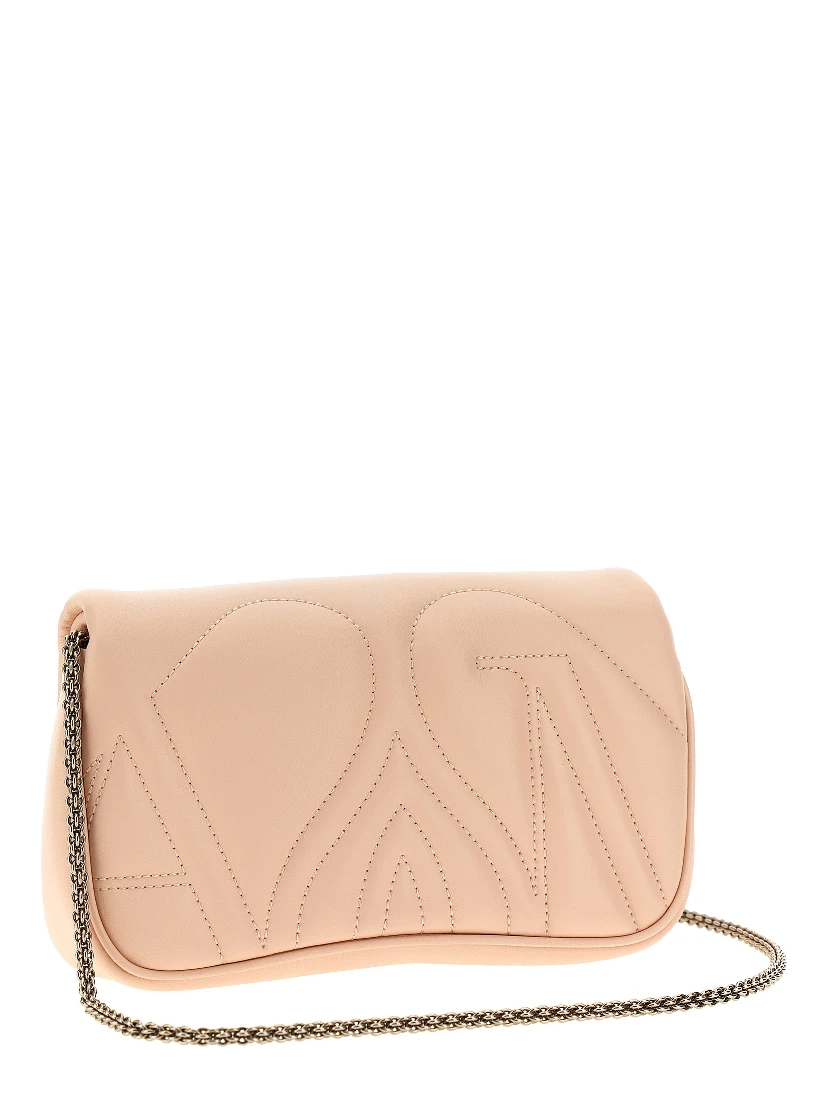 Beige Lamb Leather Crossbody Bag