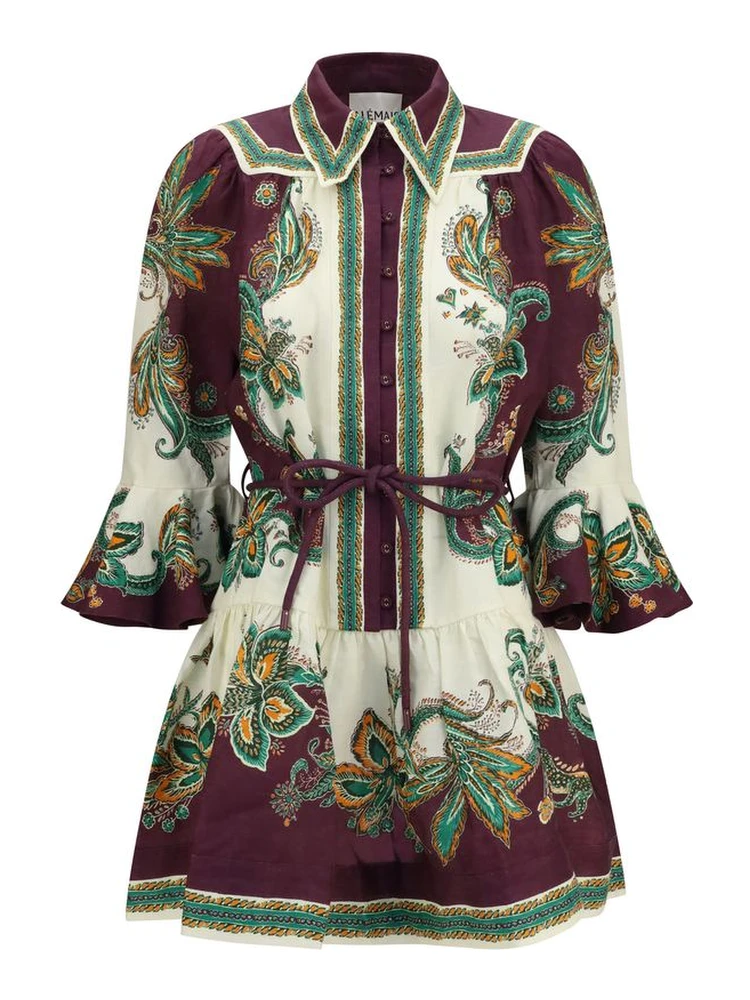 Multicolor Linen Casual Dress