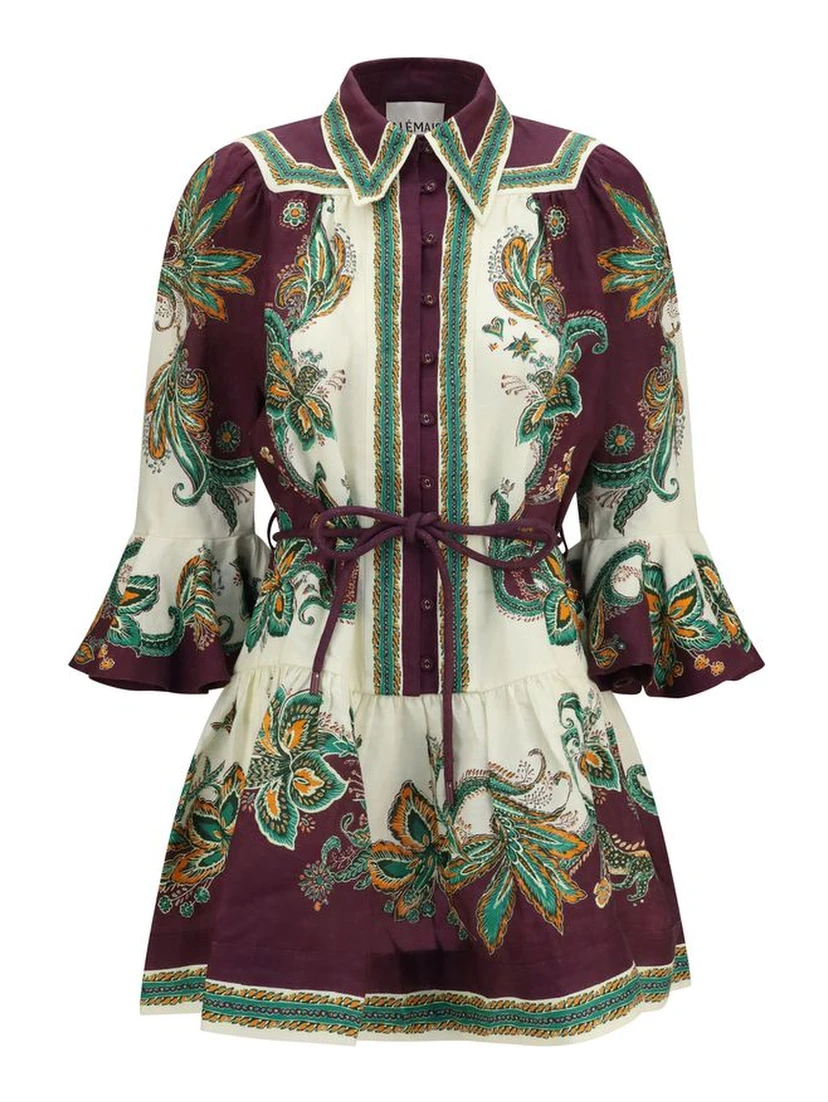 Multicolor Linen Casual Dress