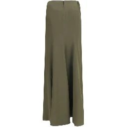 Bicolor Silk Long Skirt