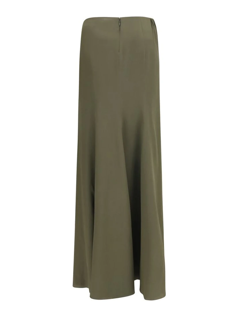 Bicolor Silk Long Skirt