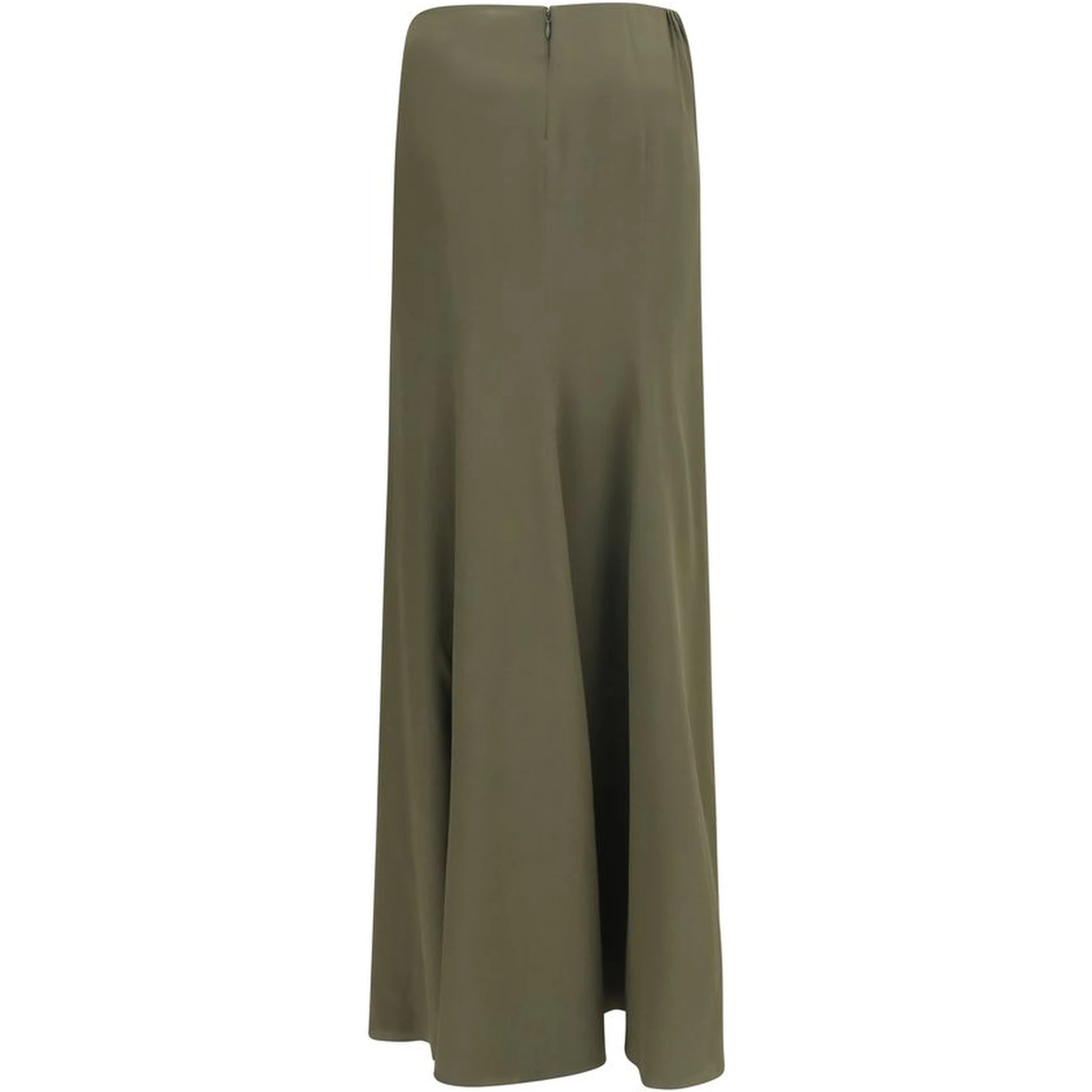 Bicolor Silk Long Skirt