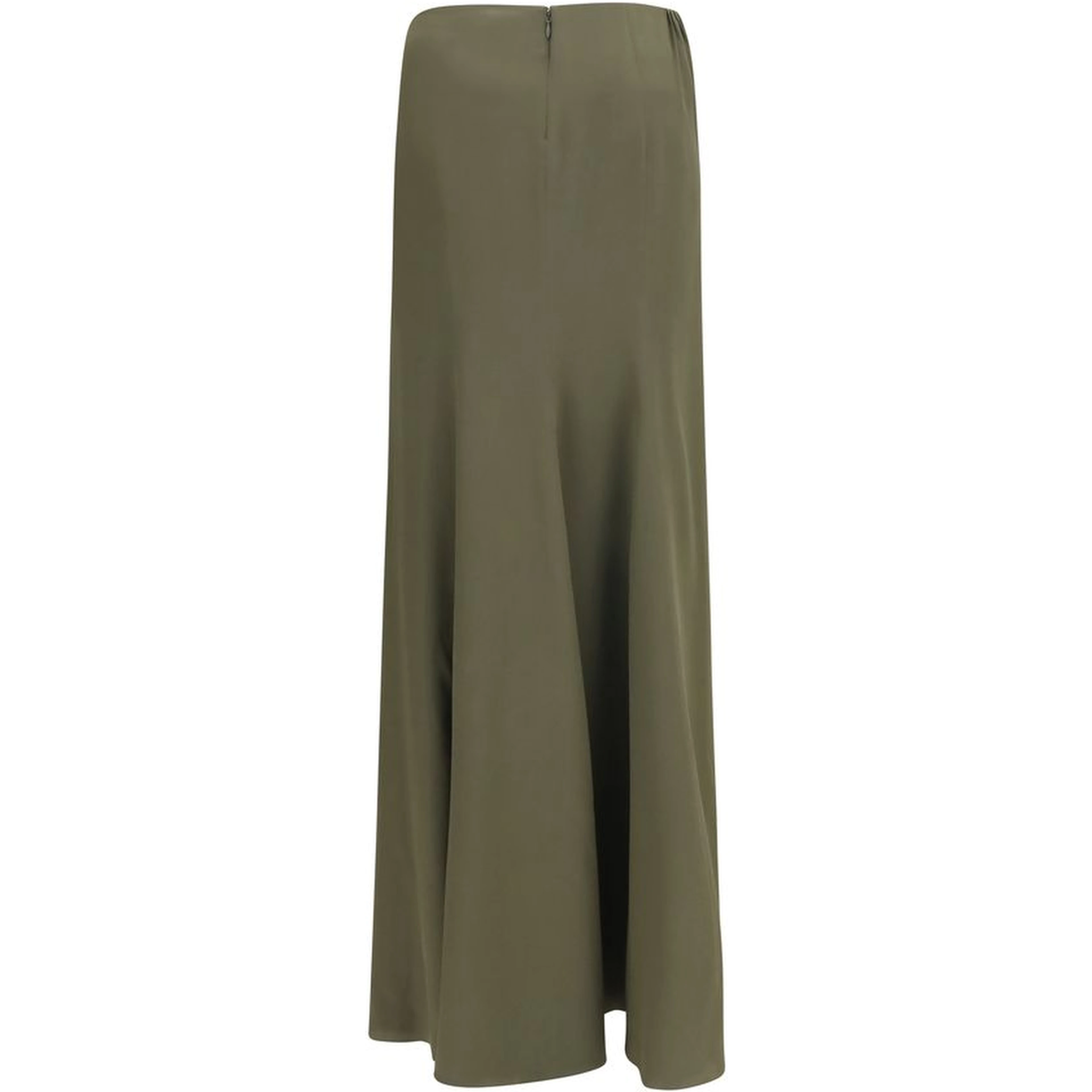 Bicolor Silk Long Skirt