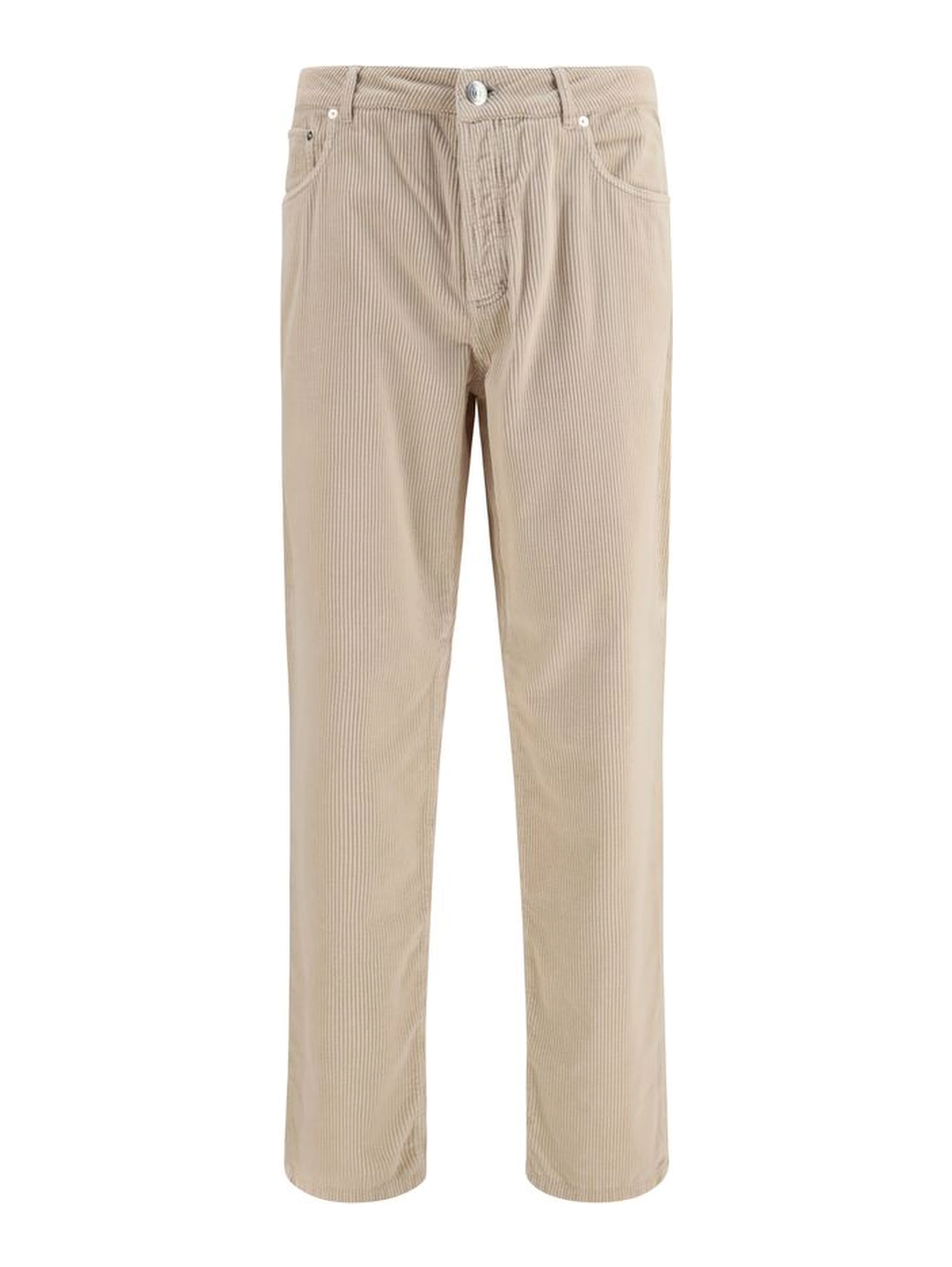 Beige Cotton Casual Pants