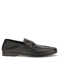 Black Calf Leather Bos Taurus Slip-On Loafers