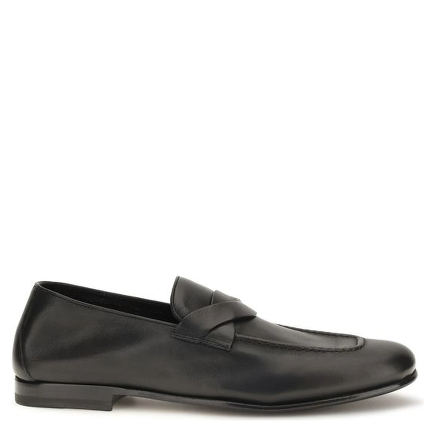 Black Calf Leather Bos Taurus Slip-On Loafers