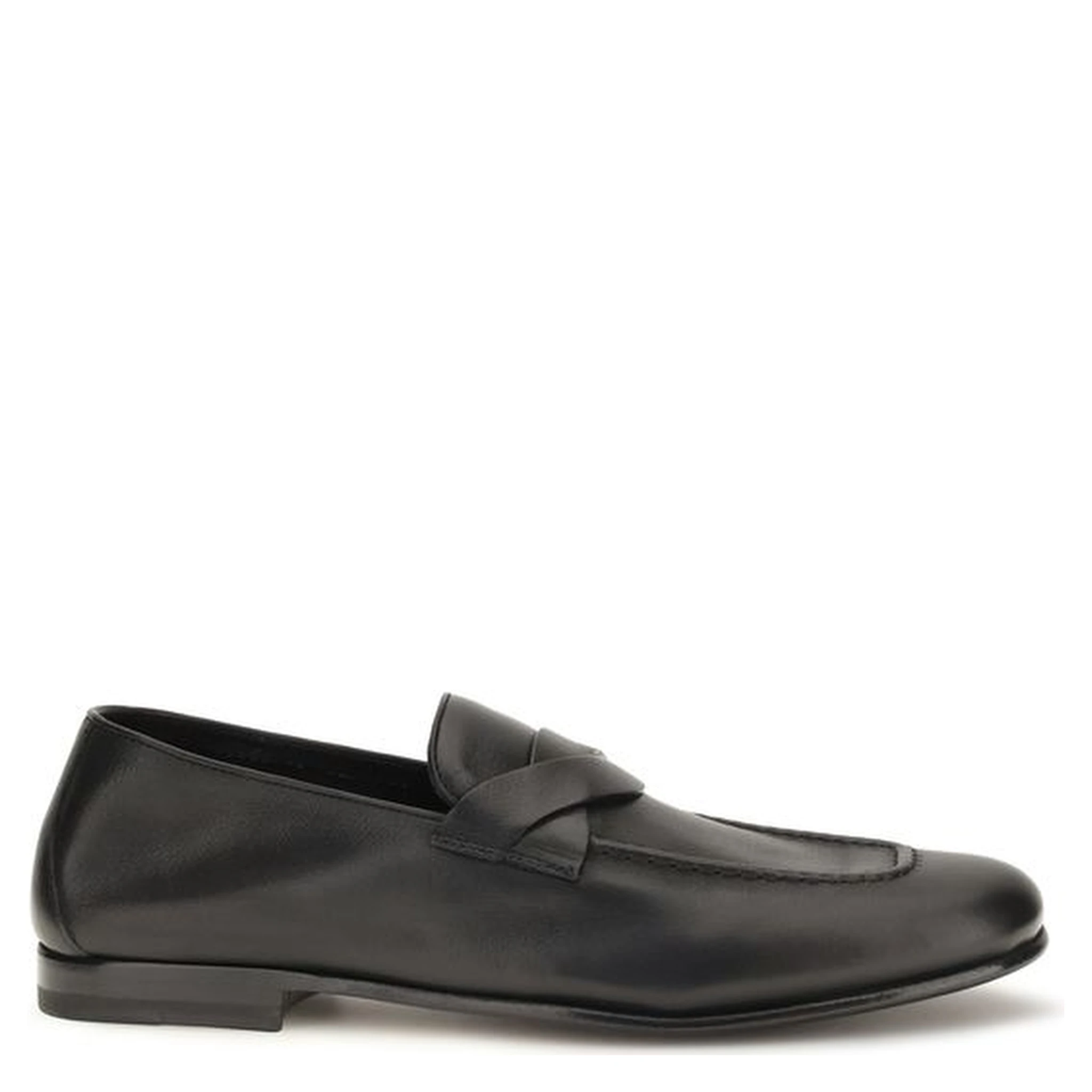 Black Calf Leather Bos Taurus Slip-On Loafers