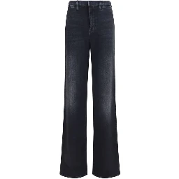 Black Cotton Straight-Leg Jeans