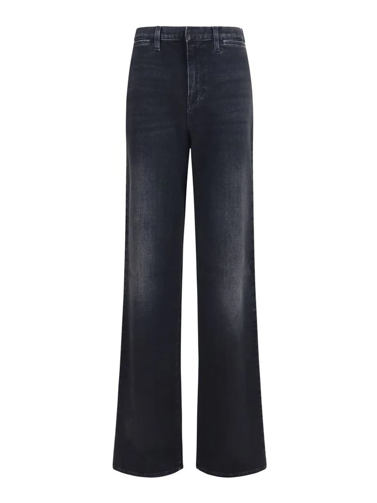 Black Cotton Straight-Leg Jeans