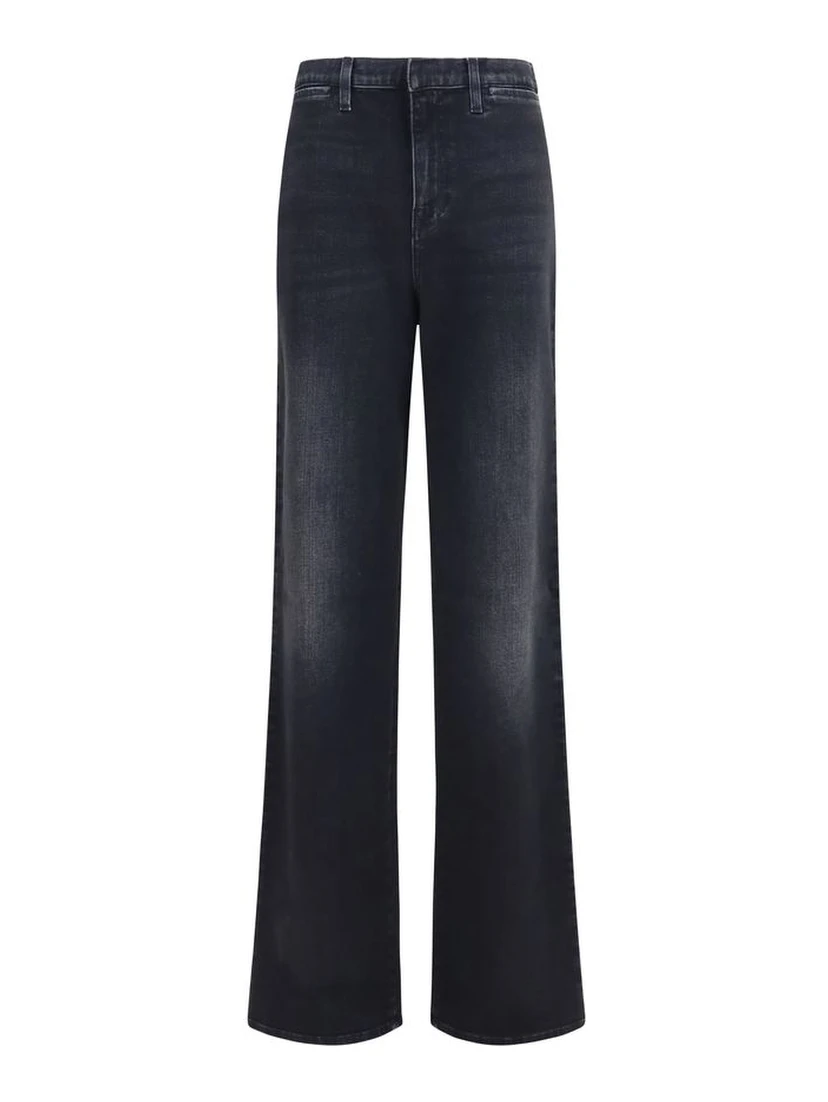 Black Cotton Straight-Leg Jeans