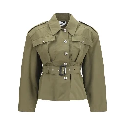 Bicolor Cotton Full-Length Jacket