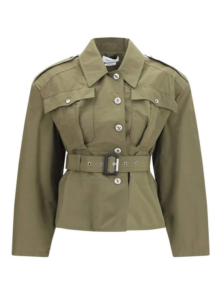 Bicolor Cotton Full-Length Jacket