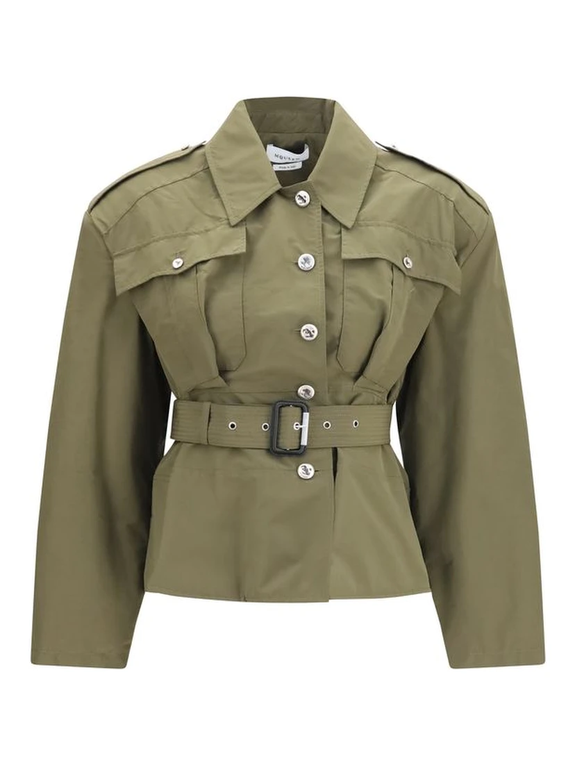Bicolor Cotton Full-Length Jacket