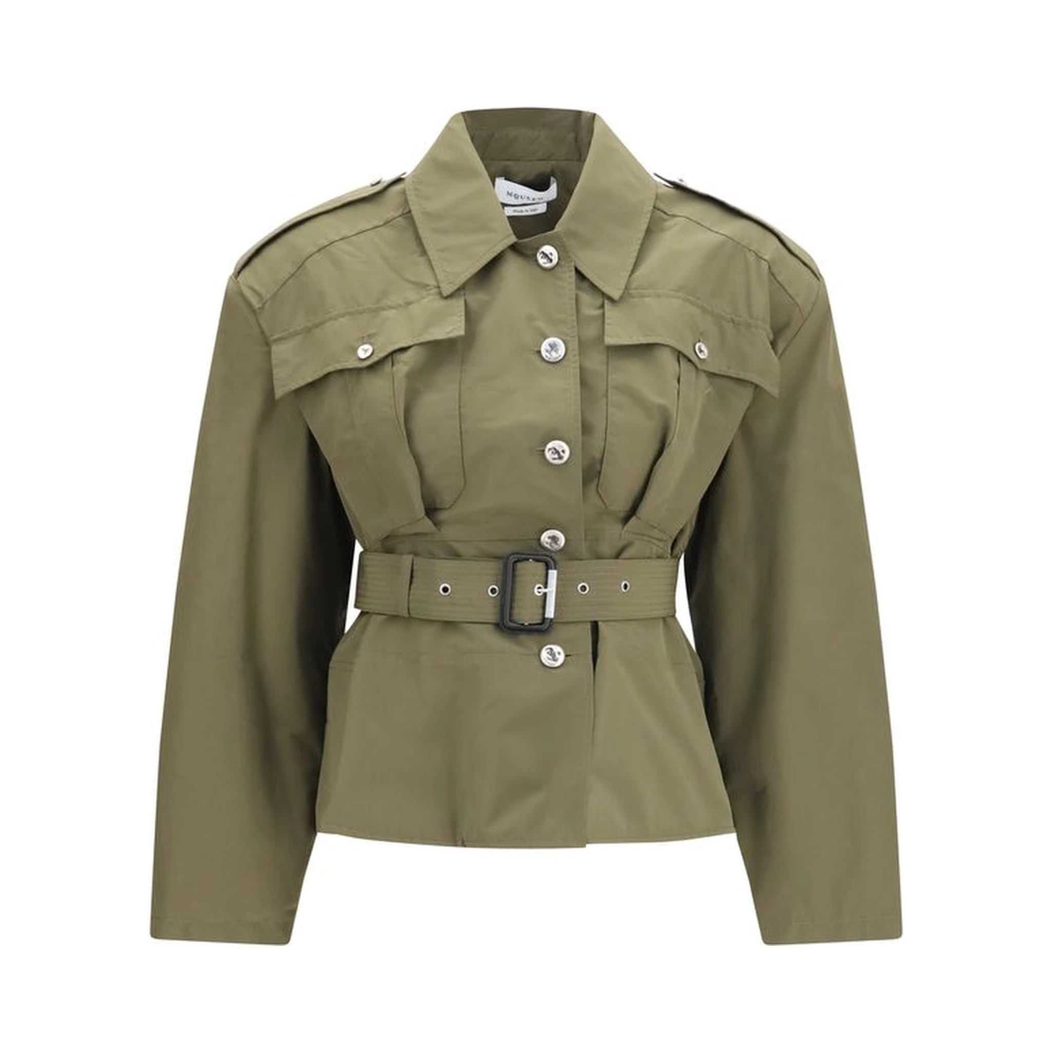Bicolor Cotton Full-Length Jacket