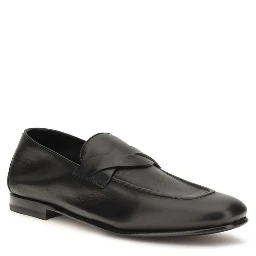 Black Calf Leather Bos Taurus Slip-On Loafers