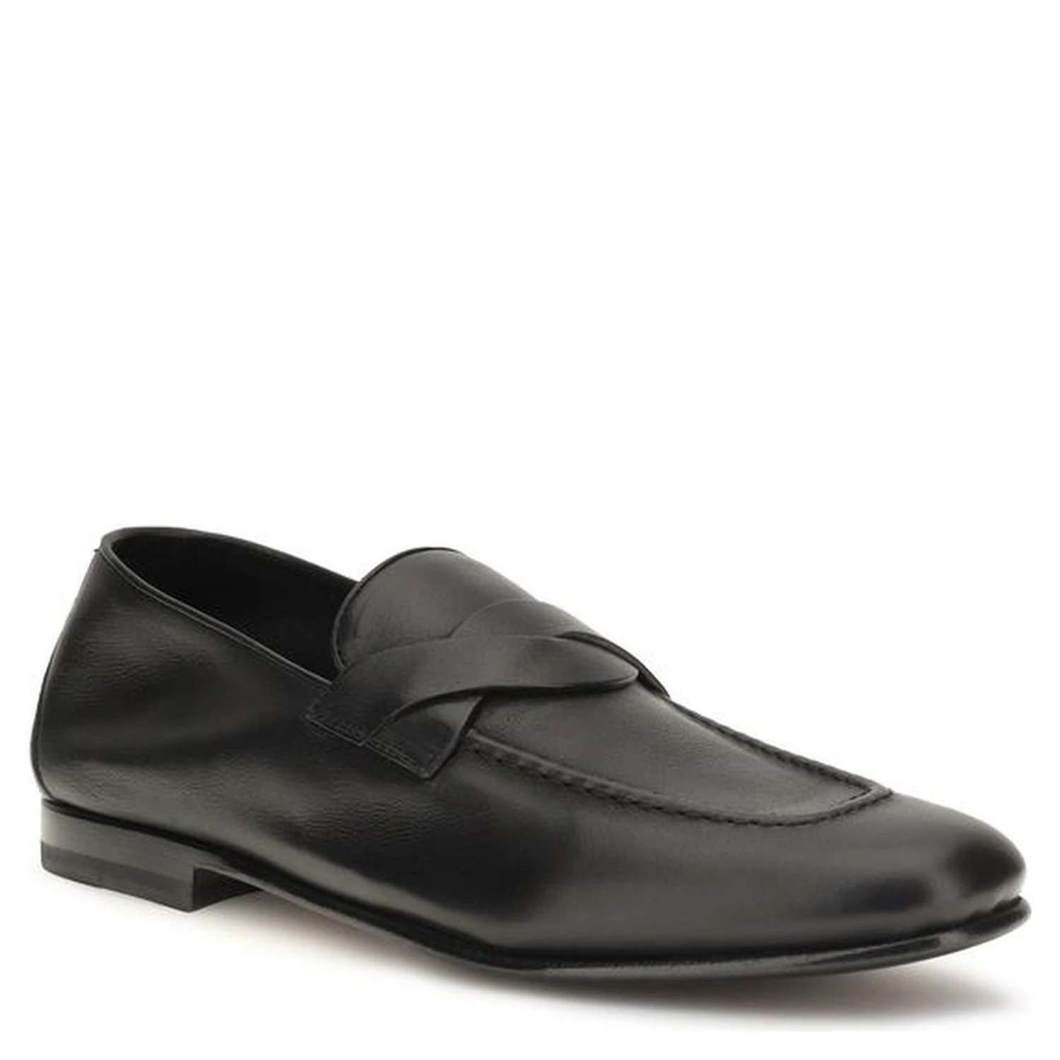 Black Calf Leather Bos Taurus Slip-On Loafers