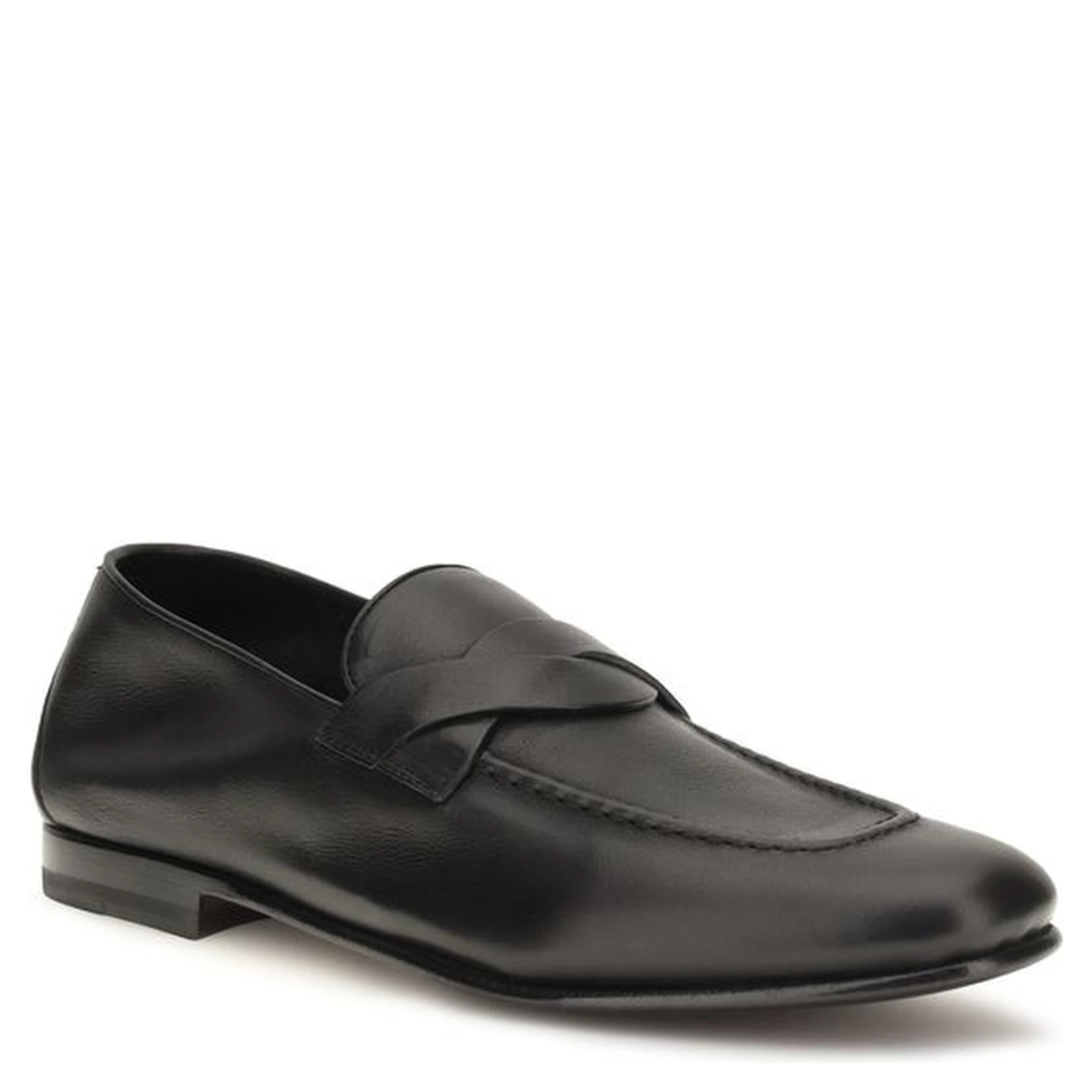 Black Calf Leather Bos Taurus Slip-On Loafers