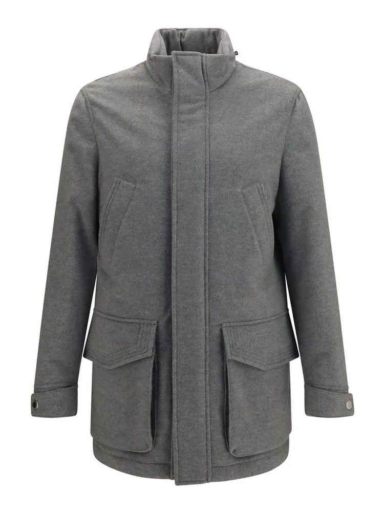 Gray Cashmere Full-Length Jacket