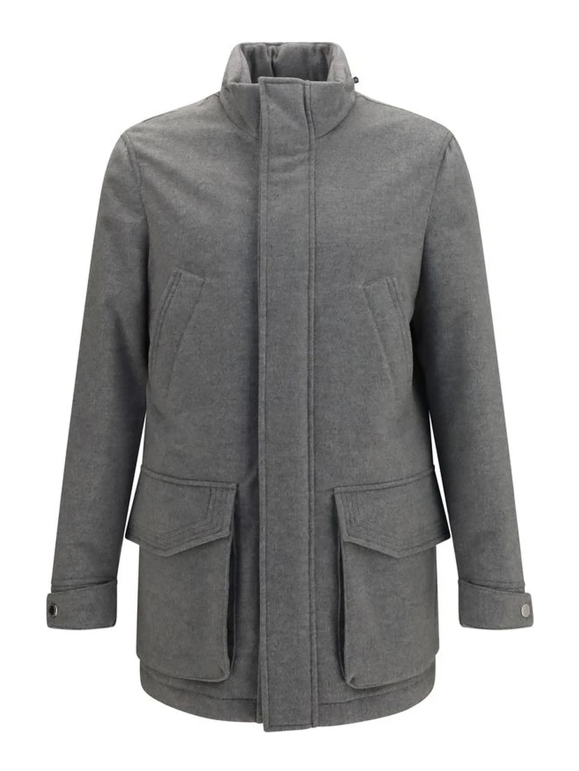 Gray Cashmere Full-Length Jacket