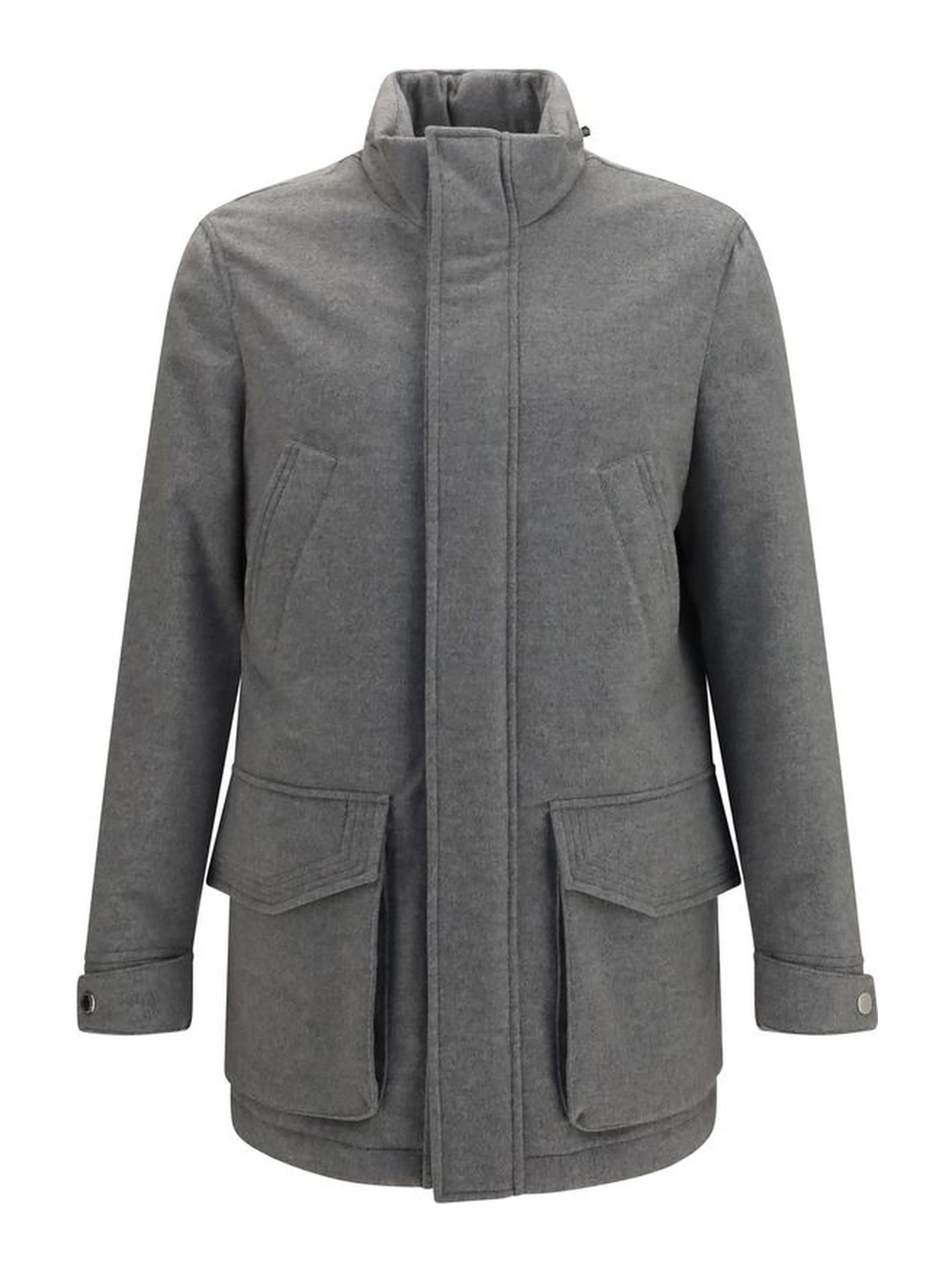 Gray Cashmere Full-Length Jacket