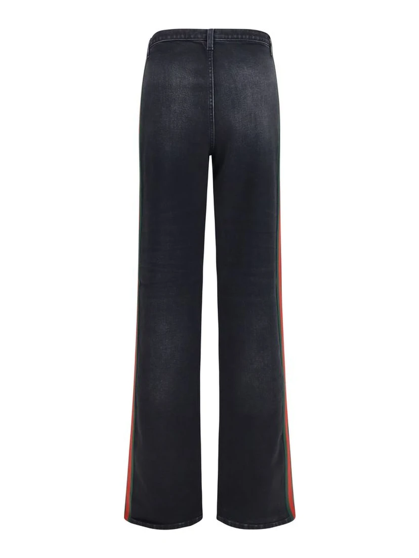 Black Cotton Straight-Leg Jeans