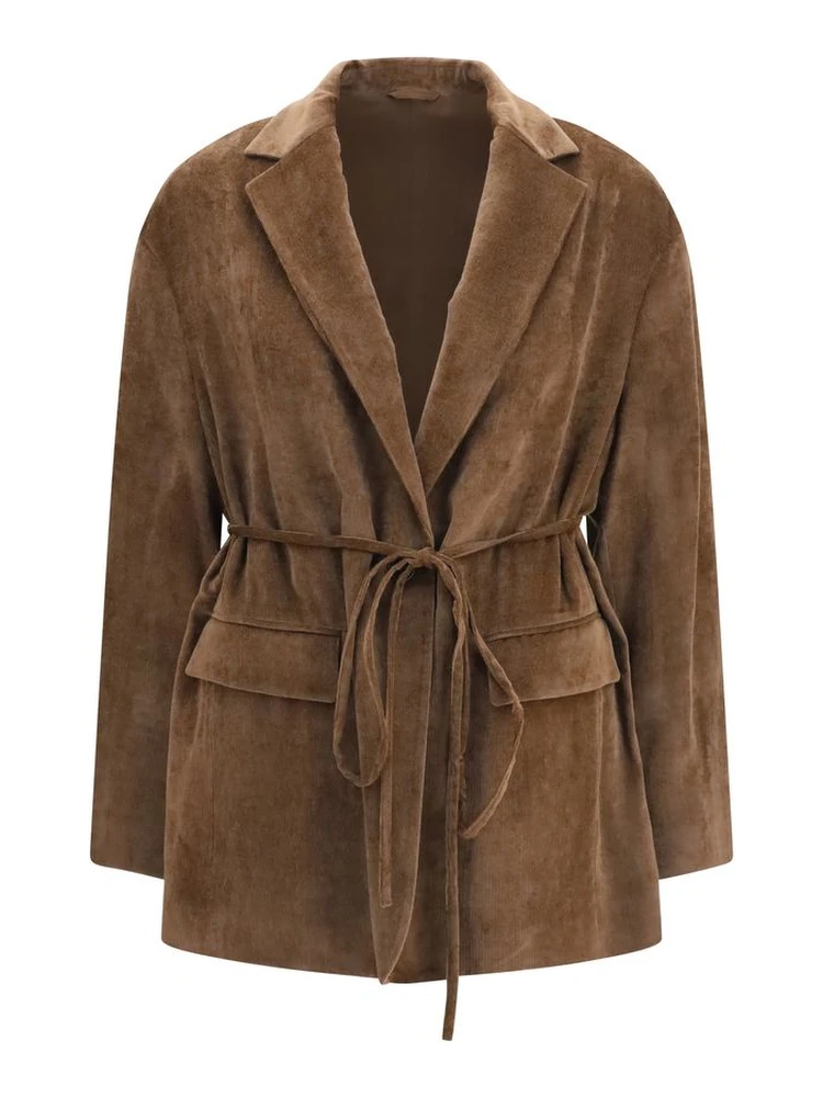 Brown Viscose Full-Length Jacket