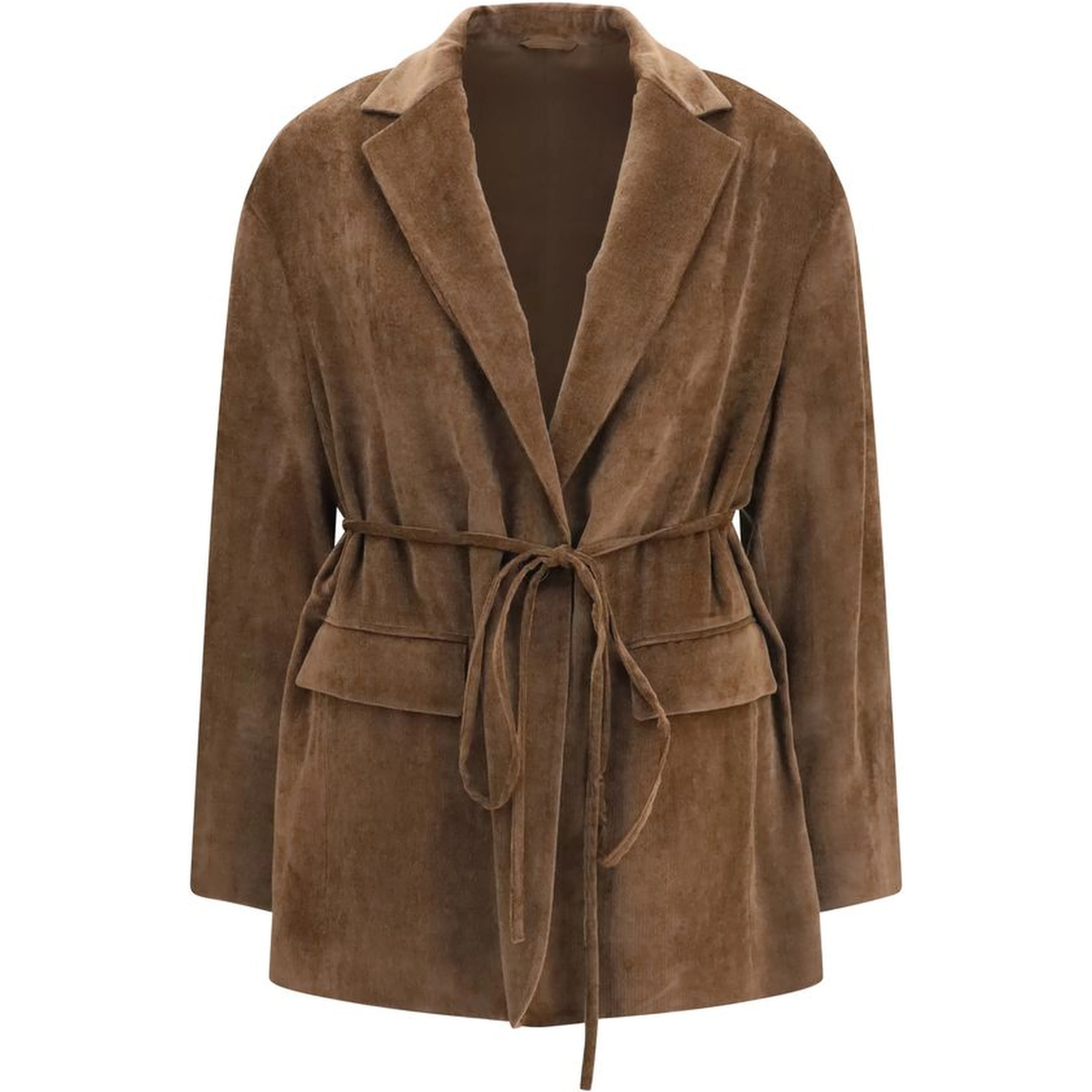 Brown Viscose Full-Length Jacket