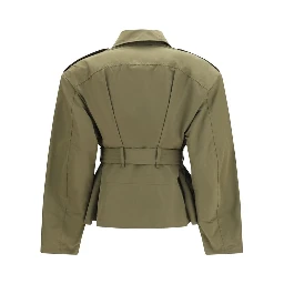 Bicolor Cotton Full-Length Jacket