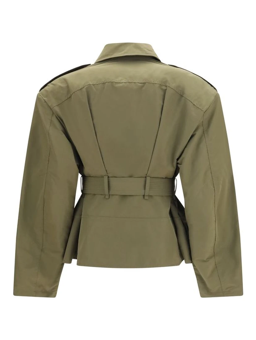 Bicolor Cotton Full-Length Jacket