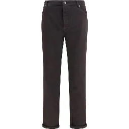 Brown Cotton Cropped Jeans