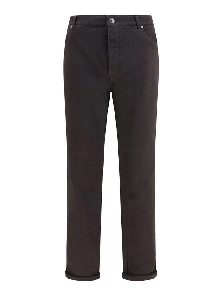 Brown Cotton Cropped Jeans