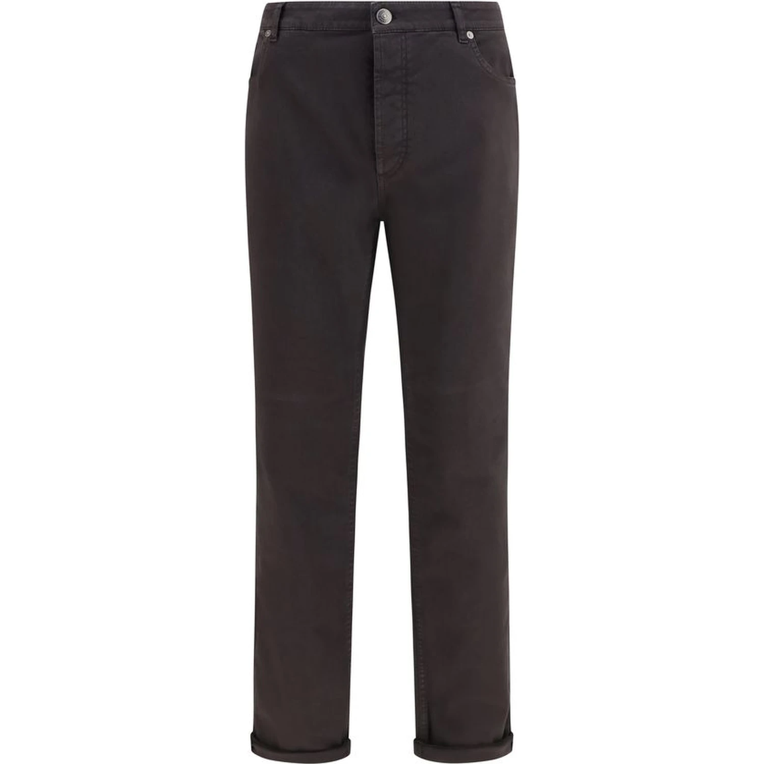 Brown Cotton Cropped Jeans