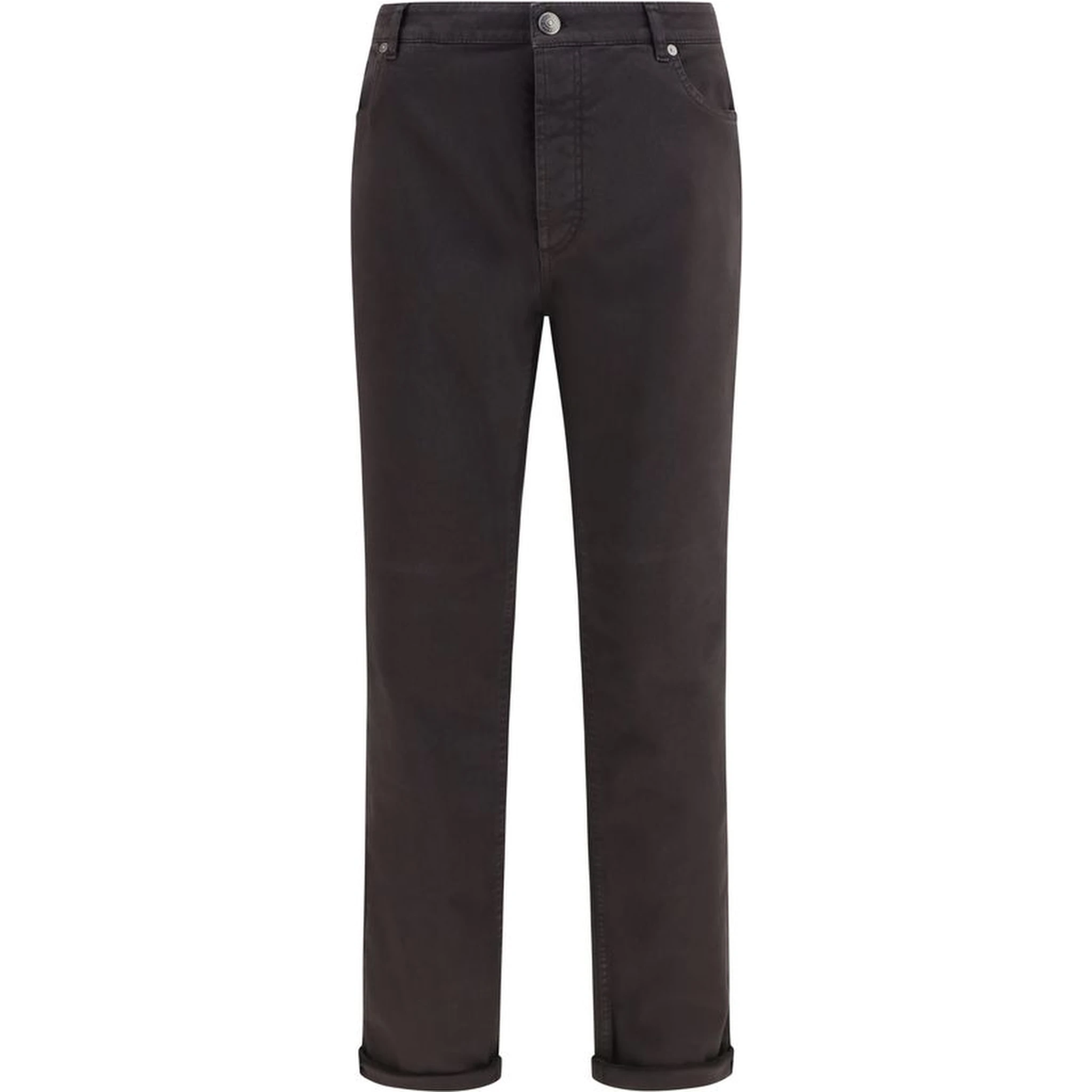 Brown Cotton Cropped Jeans