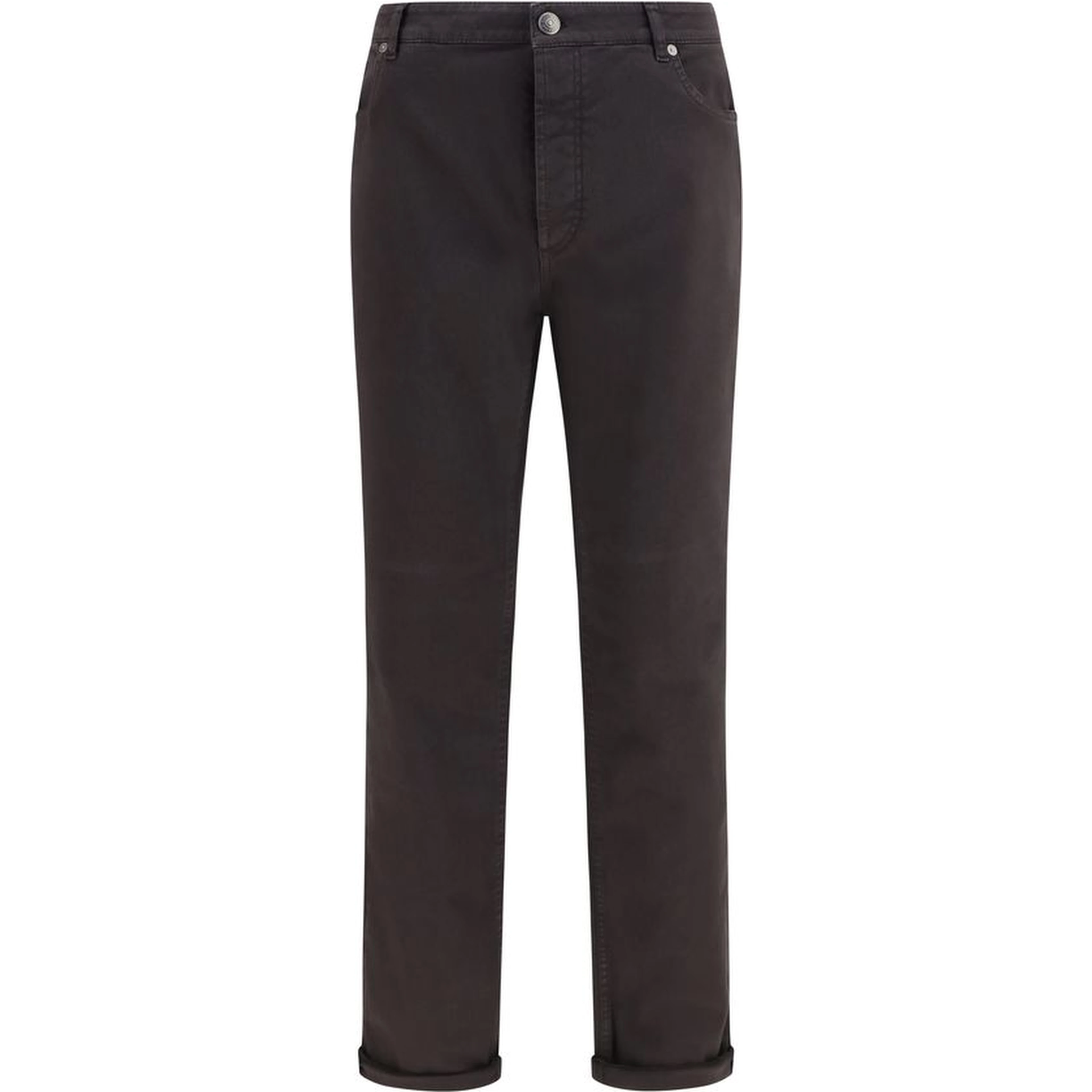 Brown Cotton Cropped Jeans