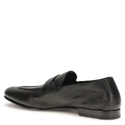 Black Calf Leather Bos Taurus Slip-On Loafers