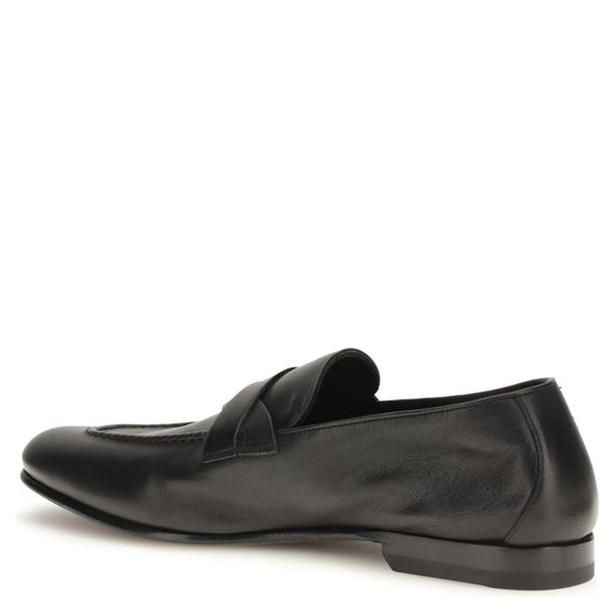 Black Calf Leather Bos Taurus Slip-On Loafers