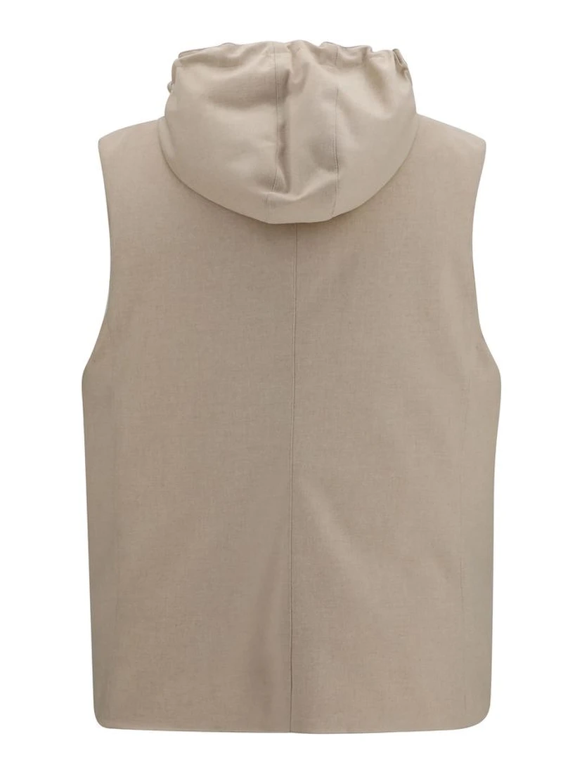 Beige Wool Oves Aries Sleeveless Jacket