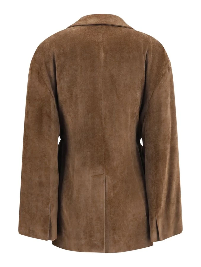 Brown Viscose Full-Length Jacket
